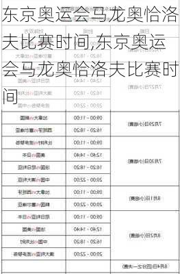 东京奥运会马龙奥恰洛夫比赛时间,东京奥运会马龙奥恰洛夫比赛时间