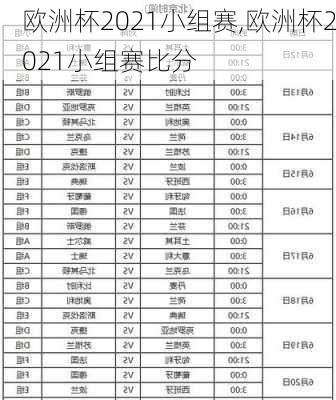 欧洲杯2021小组赛,欧洲杯2021小组赛比分