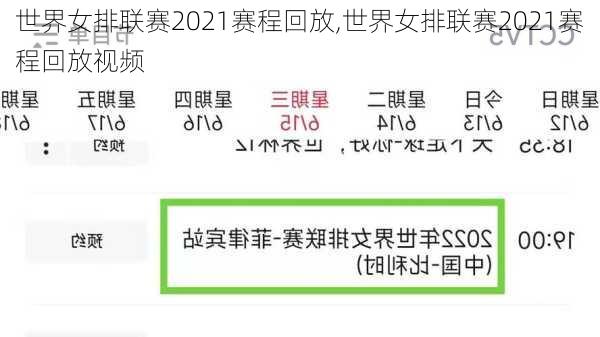 世界女排联赛2021赛程回放,世界女排联赛2021赛程回放视频