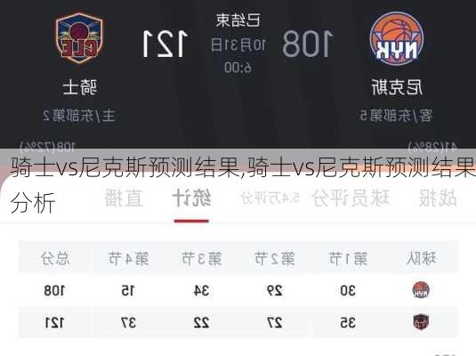 骑士vs尼克斯预测结果,骑士vs尼克斯预测结果分析