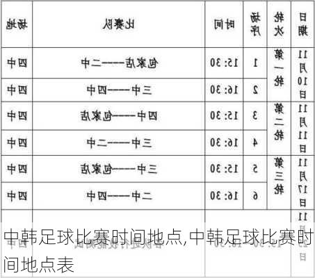 中韩足球比赛时间地点,中韩足球比赛时间地点表