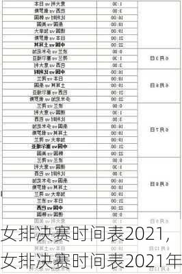 女排决赛时间表2021,女排决赛时间表2021年