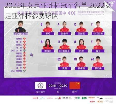 2022年女足亚洲杯冠军名单,2022女足亚洲杯参赛球队