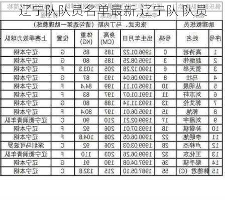 辽宁队队员名单最新,辽宁队 队员