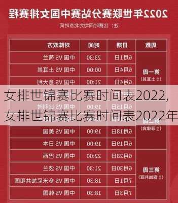 女排世锦赛比赛时间表2022,女排世锦赛比赛时间表2022年