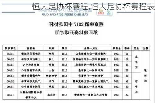 恒大足协杯赛程,恒大足协杯赛程表