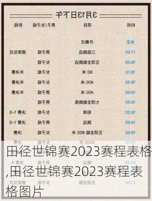 田径世锦赛2023赛程表格,田径世锦赛2023赛程表格图片