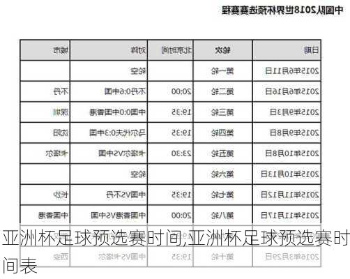 亚洲杯足球预选赛时间,亚洲杯足球预选赛时间表