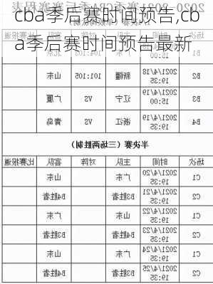 cba季后赛时间预告,cba季后赛时间预告最新