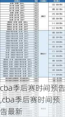 cba季后赛时间预告,cba季后赛时间预告最新