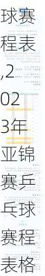 2023年亚锦赛乒乓球赛程表,2023年亚锦赛乒乓球赛程表格