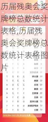 历届残奥会奖牌榜总数统计表格,历届残奥会奖牌榜总数统计表格图片