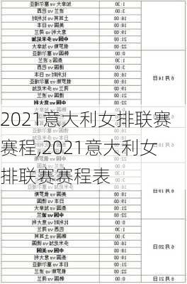 2021意大利女排联赛赛程,2021意大利女排联赛赛程表