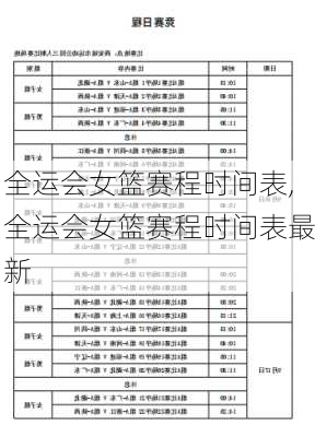 全运会女篮赛程时间表,全运会女篮赛程时间表最新