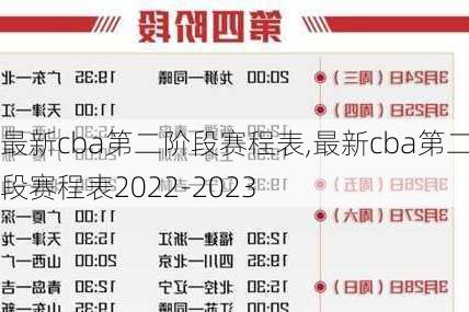 最新cba第二阶段赛程表,最新cba第二阶段赛程表2022-2023