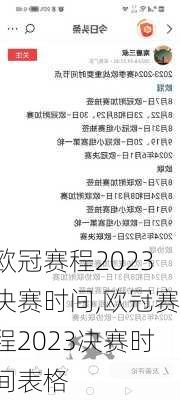 欧冠赛程2023决赛时间,欧冠赛程2023决赛时间表格