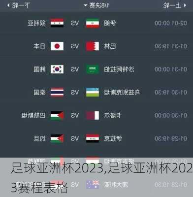 足球亚洲杯2023,足球亚洲杯2023赛程表格