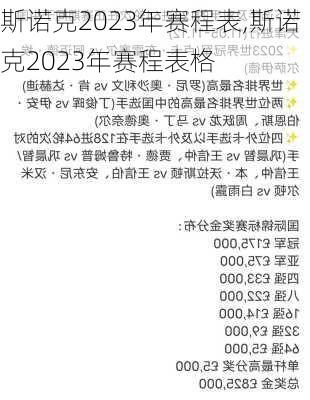 斯诺克2023年赛程表,斯诺克2023年赛程表格