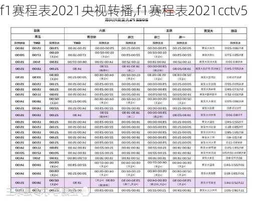 f1赛程表2021央视转播,f1赛程表2021cctv5