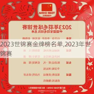 2023世锦赛金牌榜名单,2023年世锦赛