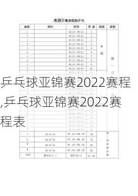 乒乓球亚锦赛2022赛程,乒乓球亚锦赛2022赛程表