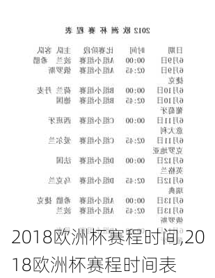 2018欧洲杯赛程时间,2018欧洲杯赛程时间表