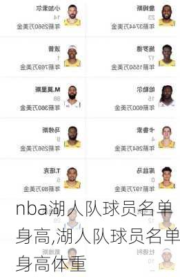 nba湖人队球员名单身高,湖人队球员名单身高体重