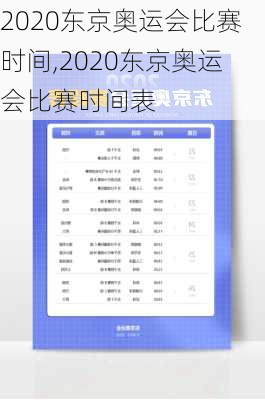 2020东京奥运会比赛时间,2020东京奥运会比赛时间表