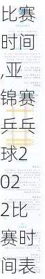 亚锦赛乒乓球2022比赛时间,亚锦赛乒乓球2022比赛时间表