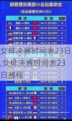 女排决赛时间表23日,女排决赛时间表23日赛程