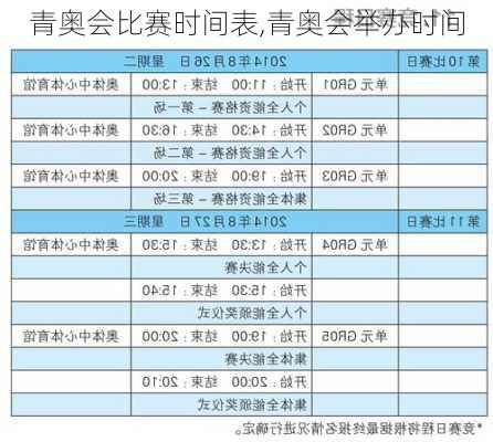 青奥会比赛时间表,青奥会举办时间