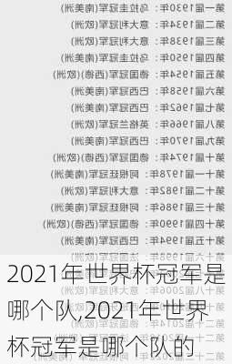 2021年世界杯冠军是哪个队,2021年世界杯冠军是哪个队的