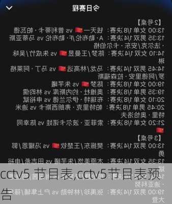 cctv5 节目表,cctv5节目表预告