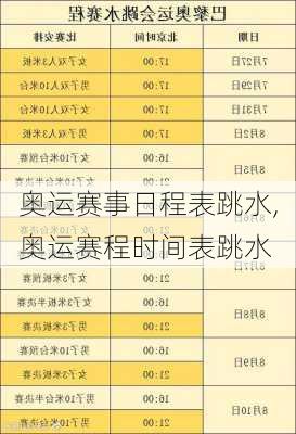 奥运赛事日程表跳水,奥运赛程时间表跳水