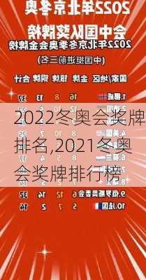 2022冬奥会奖牌排名,2021冬奥会奖牌排行榜