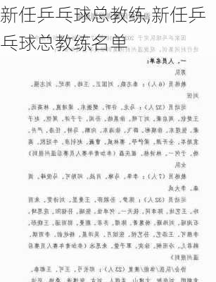 新任乒乓球总教练,新任乒乓球总教练名单