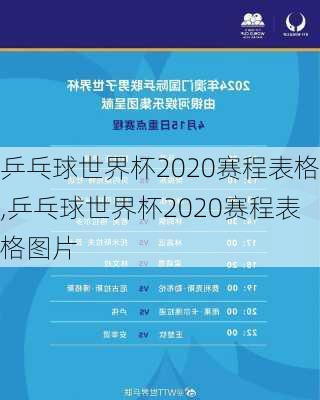 乒乓球世界杯2020赛程表格,乒乓球世界杯2020赛程表格图片