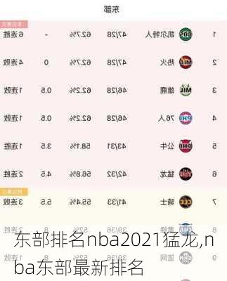 东部排名nba2021猛龙,nba东部最新排名