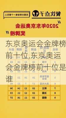 东京奥运会金牌榜前十位,东京奥运会金牌榜前十位是谁