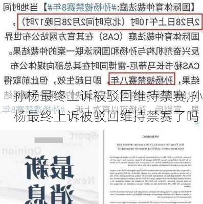 孙杨最终上诉被驳回维持禁赛,孙杨最终上诉被驳回维持禁赛了吗