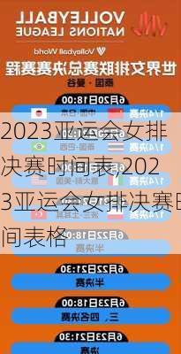 2023亚运会女排决赛时间表,2023亚运会女排决赛时间表格