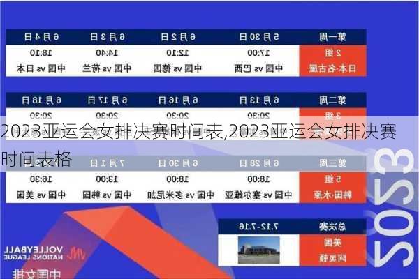 2023亚运会女排决赛时间表,2023亚运会女排决赛时间表格