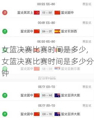 女篮决赛比赛时间是多少,女篮决赛比赛时间是多少分钟