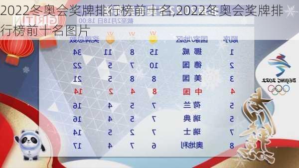 2022冬奥会奖牌排行榜前十名,2022冬奥会奖牌排行榜前十名图片