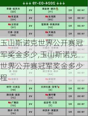 玉山斯诺克世界公开赛冠军奖金多少,玉山斯诺克世界公开赛冠军奖金多少程