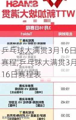 乒乓球大满贯3月16日赛程,乒乓球大满贯3月16日赛程表