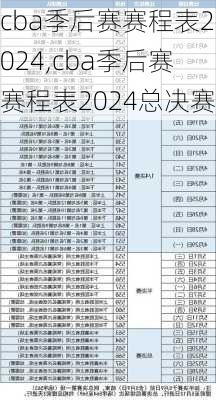 cba季后赛赛程表2024,cba季后赛赛程表2024总决赛