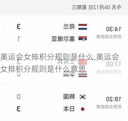 奥运会女排积分规则是什么,奥运会女排积分规则是什么意思