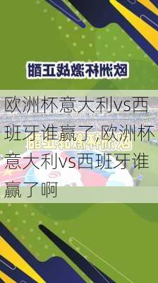 欧洲杯意大利vs西班牙谁赢了,欧洲杯意大利vs西班牙谁赢了啊