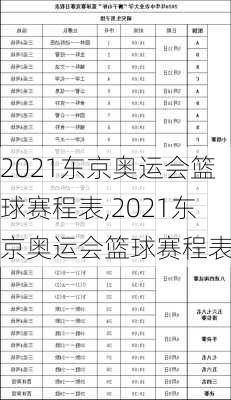 2021东京奥运会篮球赛程表,2021东京奥运会篮球赛程表格